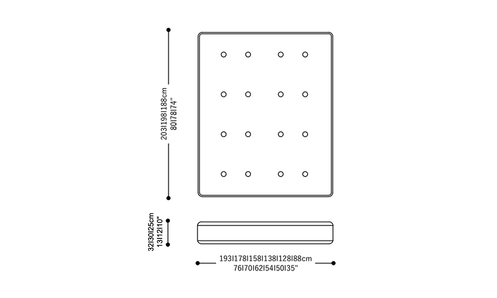 Image of the complete dimensions of the product